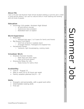 Summer Job Resume