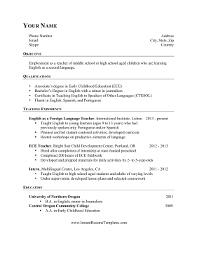 TESOL Resume