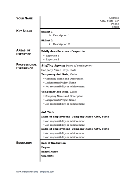 Temp Work Resume