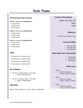 Two Column Resume