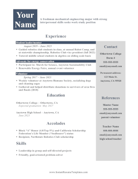 Work Study Resume (A4)