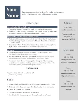 Young Activist Resume
