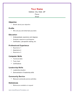 Basic Academic Resume