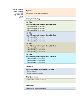 Informal Chronological Resume - Colorful (A4)