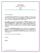 Basic Academic Cover Letter