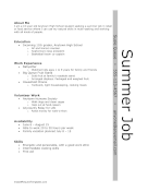 Summer Job Resume